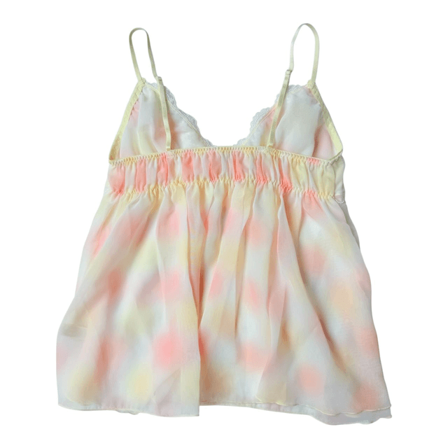 Japanese brand pink and yellow embroidered cups cami 