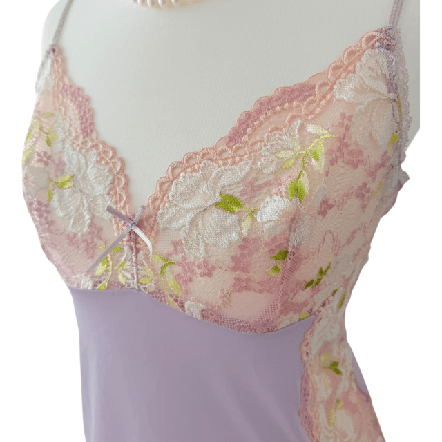 Japanese brand coquette pastel purple floral embroidered cups cami 