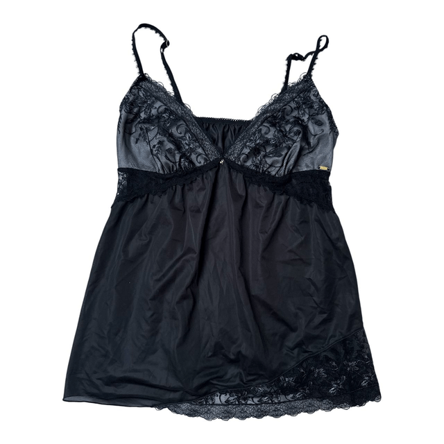 Japanese brand coquette black and silver  embroidered cups cami  
