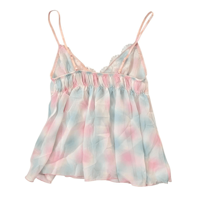 pink and blue floral embroidered cups cami
