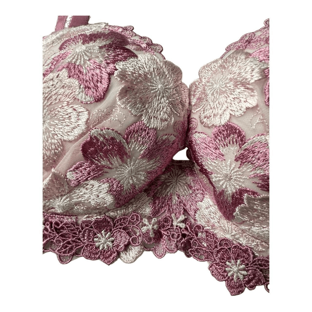 Pink Floral Embroidered Japanese Bra UK 34D