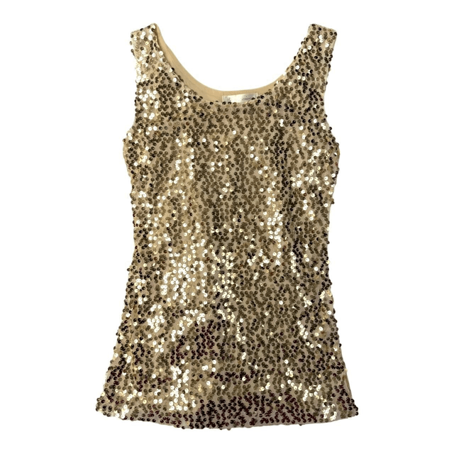 y2k gold sequin and mesh vest top 