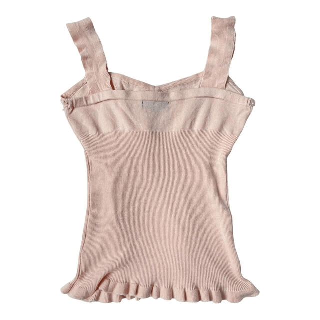 Japanese Brand Coquette Pink Knit Beaded Milkmaid Angora Cami Top 