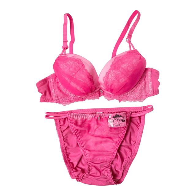 Hot Pink tulle Japanese Bra + Underwear Set UK 32A   