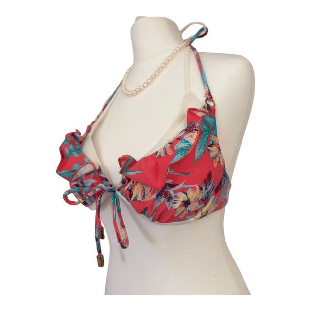 BNWT pink multicolour floral japanese 3 piece bikini set 
