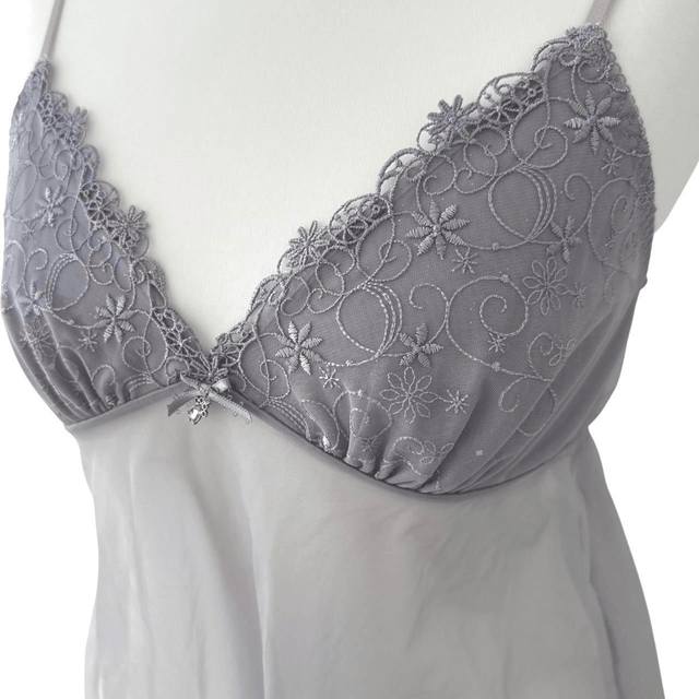 Japanese brand coquette purple/grey floral embroidered cups cami