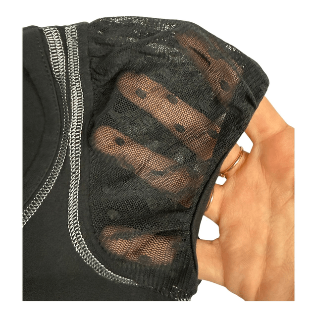 Y2K Morgan de Toi Black Puff-Sleeve top S/M