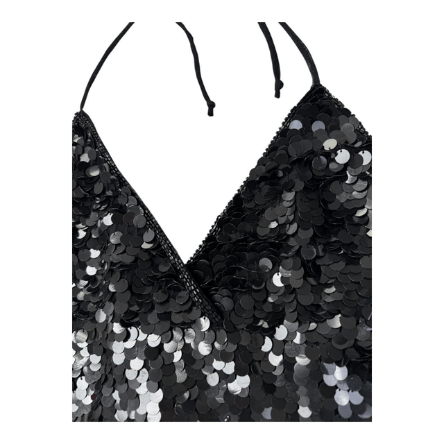 y2k motivi black sequin backless cami top 