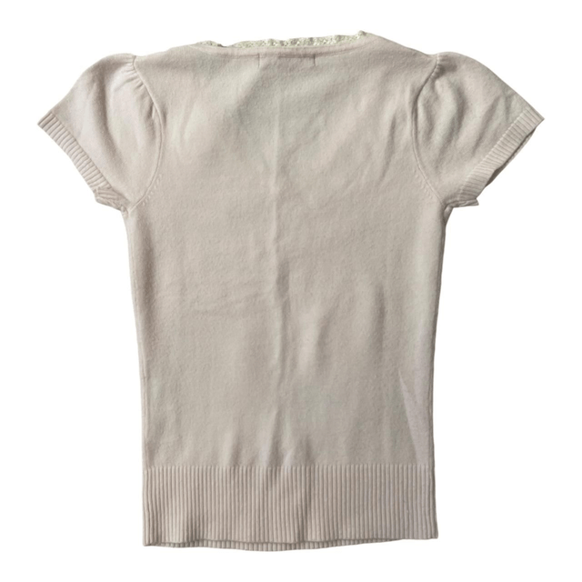 Japanese Brand Pinky Girls Coquette Pink Pearl Knitted Short Sleeve Jumper S