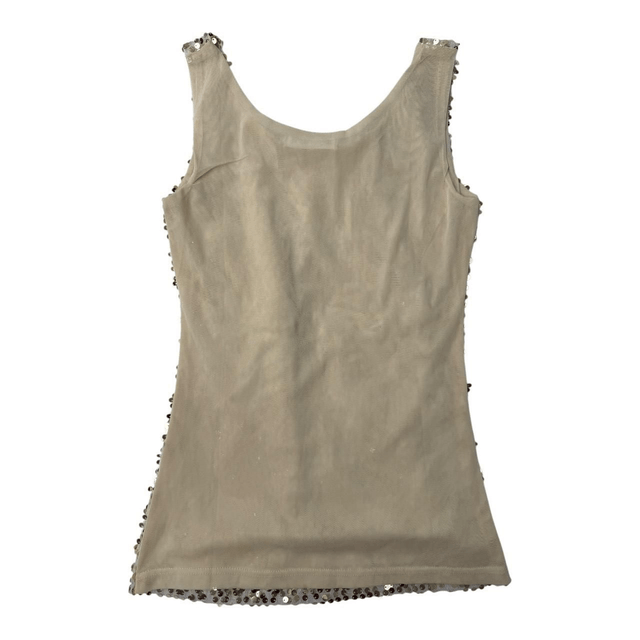 y2k gold sequin and mesh vest top 