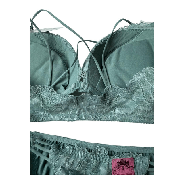 Seafoam Green Lace Japanese Bra + Underwear Set UK 36D 