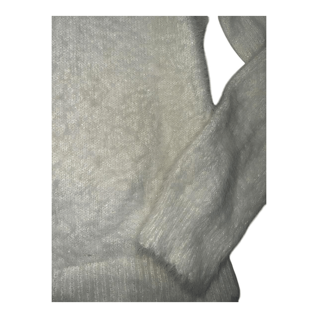 Japanese Brand Coquette White Fluffy Over-The-Shoulder Top 