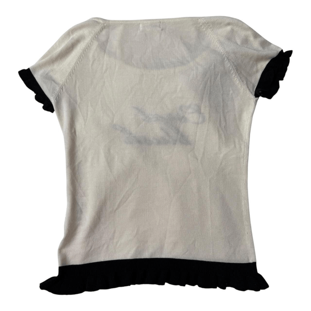 Japanese brand coquette white and black spell out tee with bow details S/M