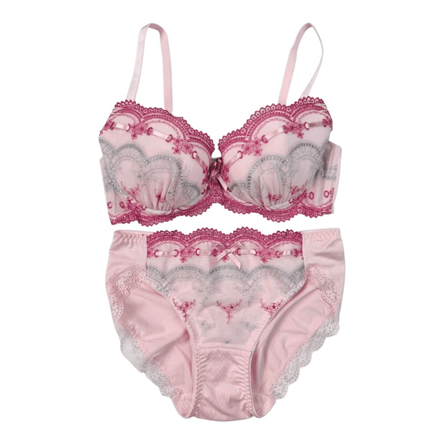 Pink Princess Ribbon Bra and Underwear Set, 32B