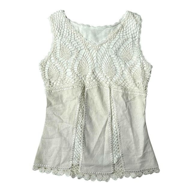 y2k crochet and cotton lined cami with beading 