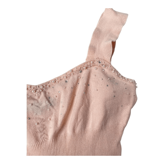 Japanese Brand Coquette Pink Knit Beaded Milkmaid Angora Cami Top 