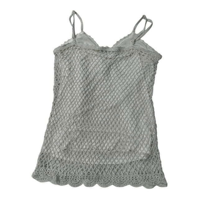 y2k white crochet and lined cami with beading 