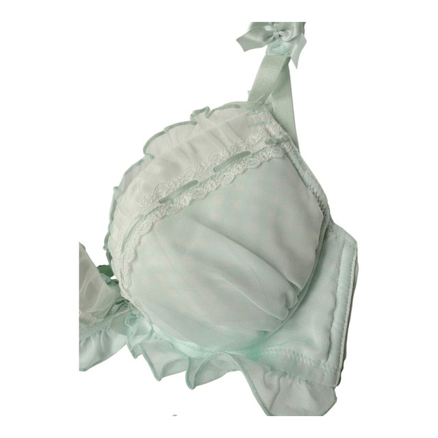 Mint green gingham Japanese Bra and underwear UK 30DD 