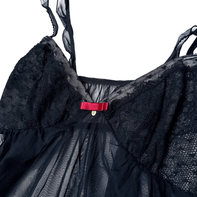 Japanese brand coquette black heart lace cups cami  