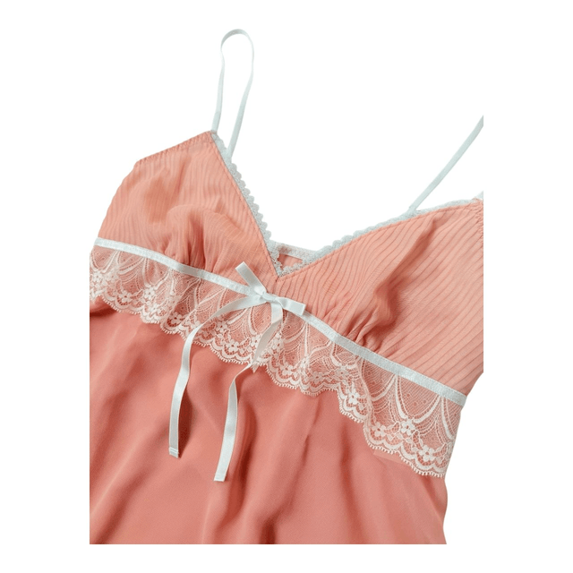 Japanese brand coquette pastel pink and blue ribbon lace trim cami 