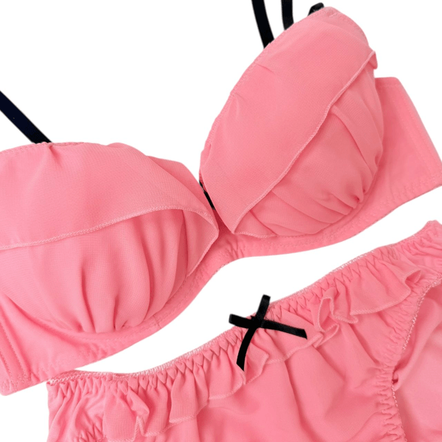 Pink and black Japanese Bra + Underwear Set UK 34B   