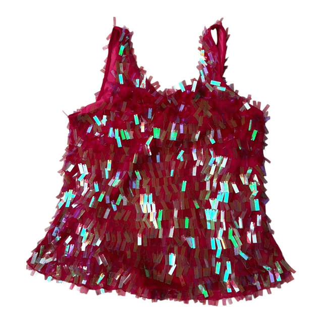 y2k hot pink rectangle sequin vest top 
