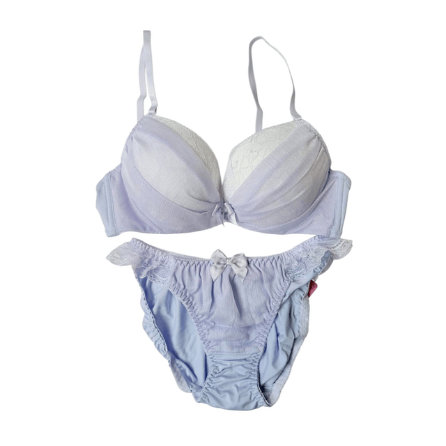 Pastel purple glittery tulle Japanese Bra + Underwear Set UK 32B, 32C, 34C 