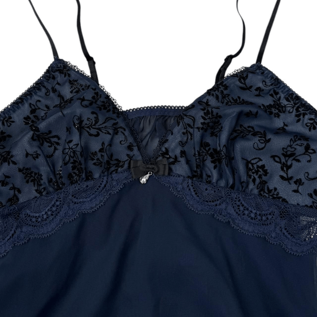 Japanese brand coquette navy blue glittery velvet cups 