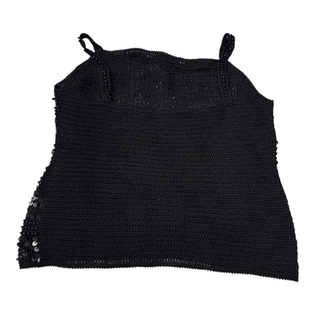 y2k black crochet/knit sequin beaded crop top cami 