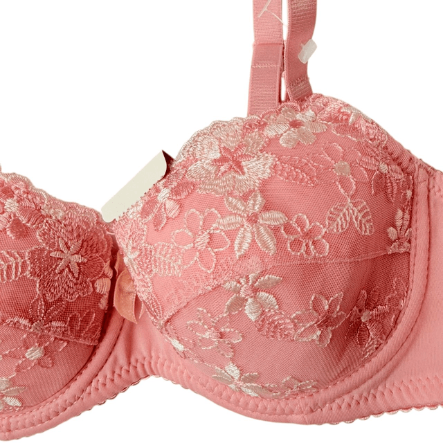 Pink floral embroidered Japanese Bra 32A  