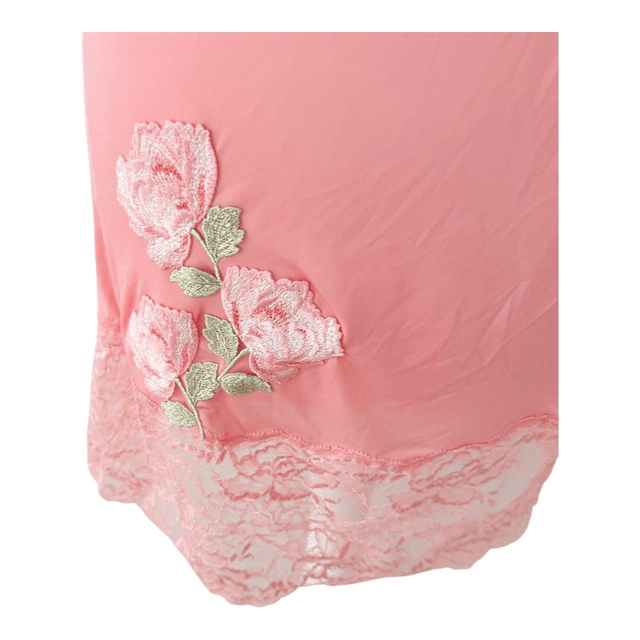 Japanese brand coquette pink floral appliqué slip dress 