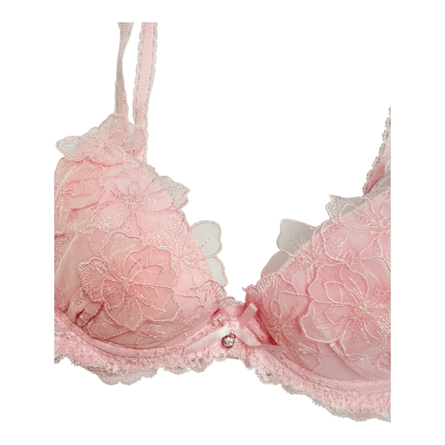 Pink floral appliqué Japanese Bra UK 34A  