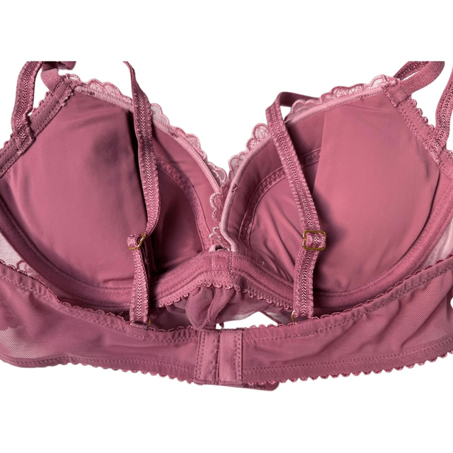 Pink princess Floral Embroidered Japanese Bra + Underwear Set UK 34C   