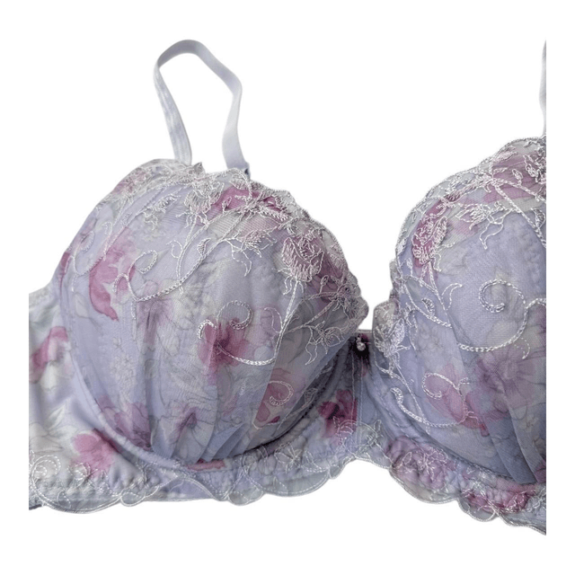 Purple Embroidered Japanese Bra UK 38C 