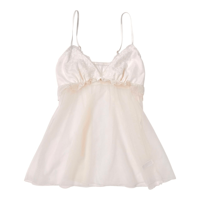 Japanese brand coquette cream/white embroidered and embellished cups cami 