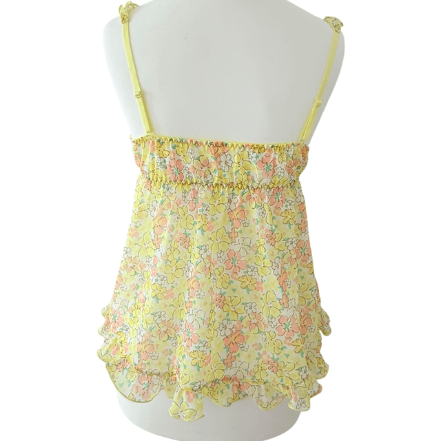 BNWT Japanese brand coquette yellow floral cami 