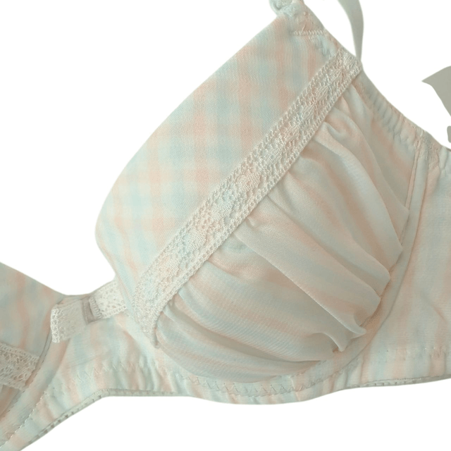 White gingham Japanese Bra 32A 