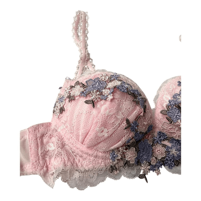 Pink Floral Bra and Underwear set UK 32B, UK 32A