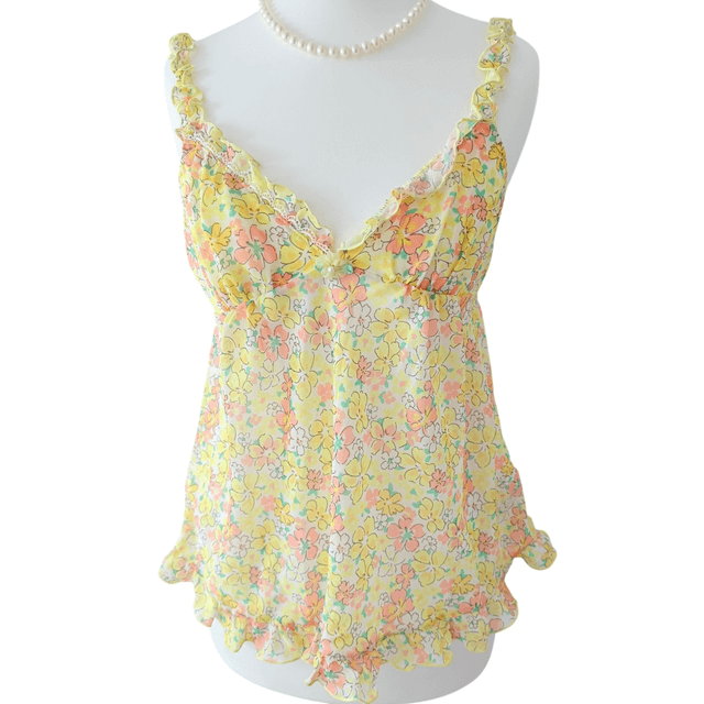 BNWT Japanese brand coquette yellow floral cami 