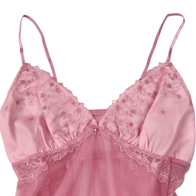 pink princess embroidered cups cami  