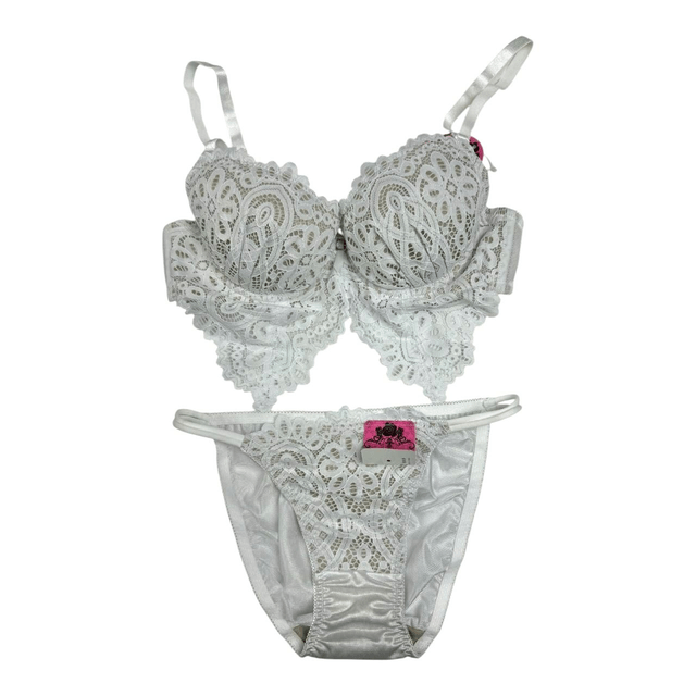 White Lacy Japanese Bra + Underwear Set UK 32A
