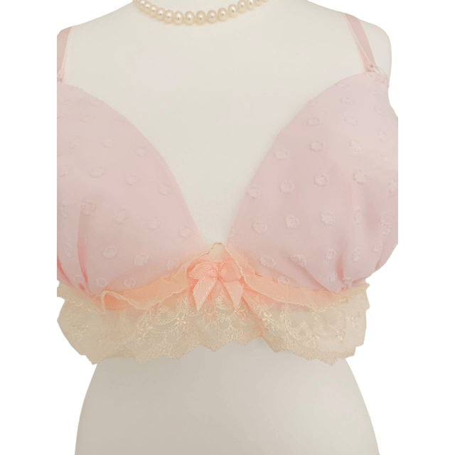 Pink polka dot Japanese Bra + Underwear Set UK 32DD  