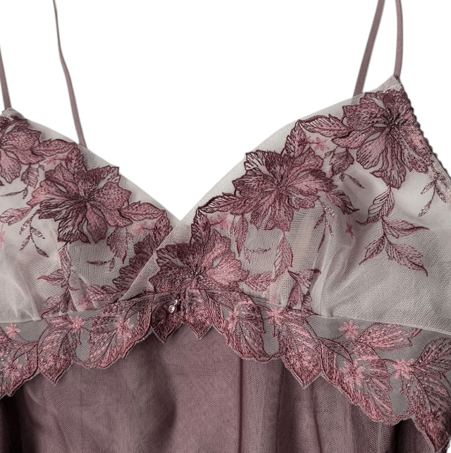 BNWT Japanese brand coquette purple tulle embroidered cups cami