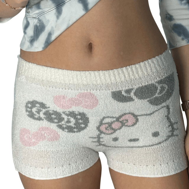 Hello Kitty White, Grey and Pink Bow Knit Shorts 