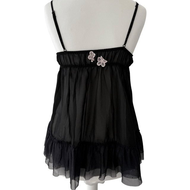 Japanese brand coquette black pink floral lace embroidered cups cami