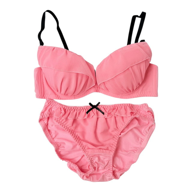 Pink and black Japanese Bra + Underwear Set UK 34B   