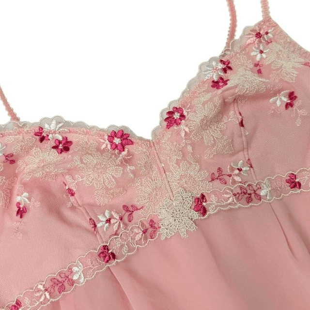 Japanese brand coquette pink floral embroidered cups cami 