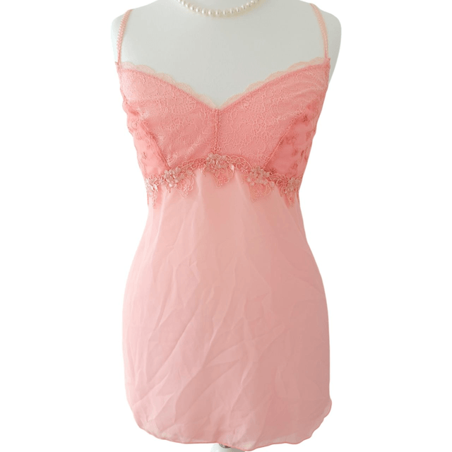 Japanese brand coquette pink floral lace embroidered cami 
