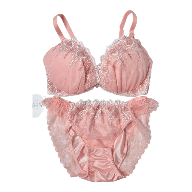 Peachy Pink Japanese Bra + Underwear Set UK 34DD 