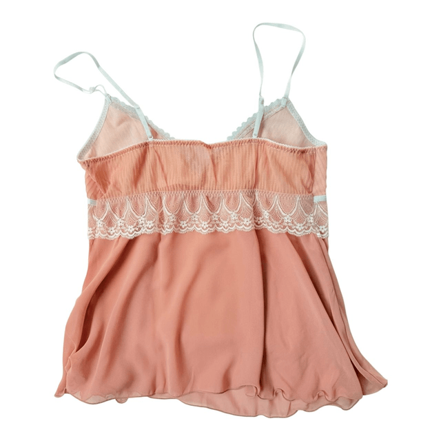 Japanese brand coquette pastel pink and blue ribbon lace trim cami 